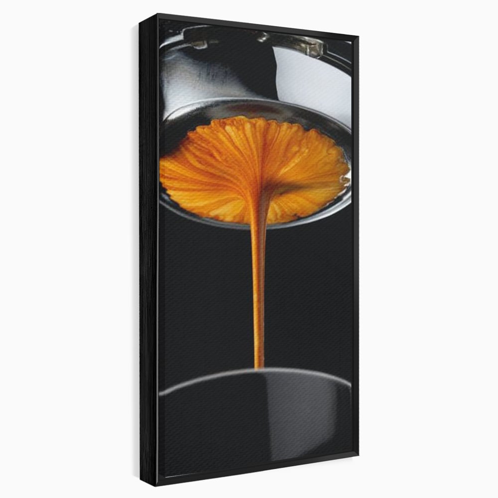Tablou canvas cu tablou canvas cu jet de espresso, in rama de aluminiu negru